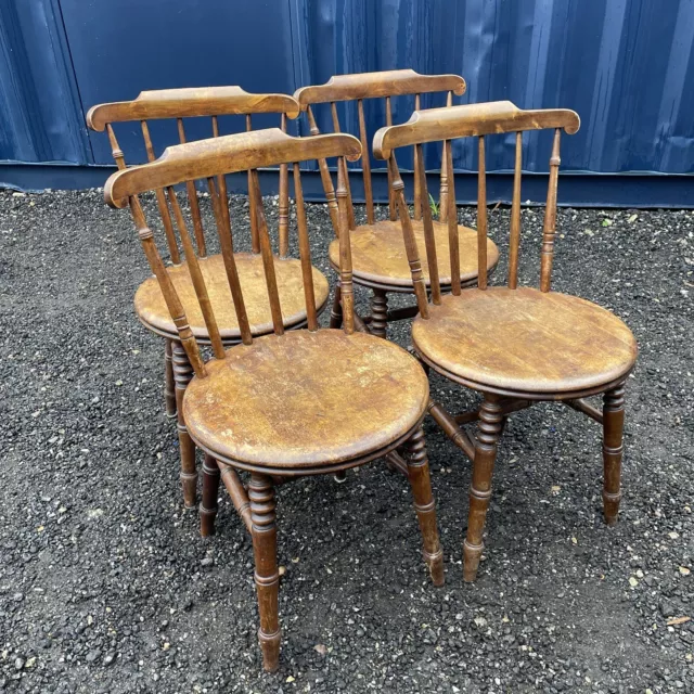 4 Ibex Penny Chairs, Antique Edwardian Swedish Beech, Traditional Kitchen Chairs