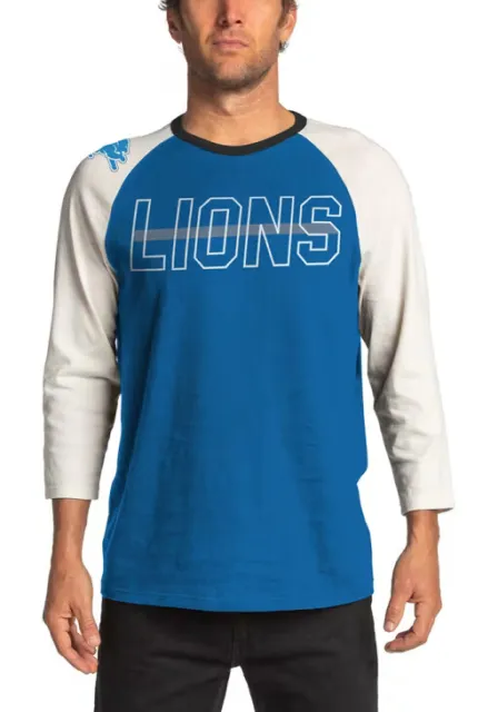 Junk Food Mens NFL Detroit Lions Vintage Contrast 3/4 Sleeve Shirt New XS-2XL