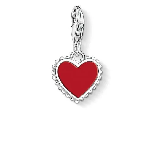 New Genuine Thomas Sabo Sterling Silver Red Love Heart Charm ref 1564 £39