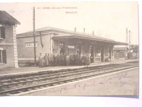 8044 CPA Pcs Erme Aisne La Gare PC Ak Railway Station 1915 WWI