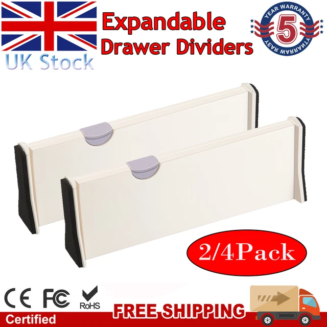 2/4 DRAWER DIVIDERS Partition Spring Loaded Expandable Kitchen Bedroom