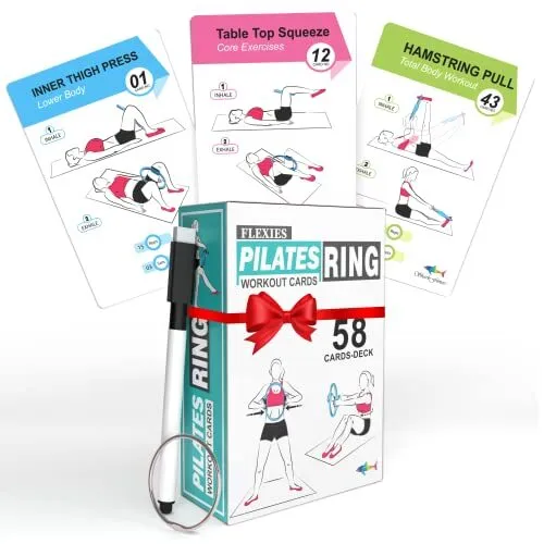 FLEXIES PILATES RING Workout Cards -58 Exercise ring Pilates
