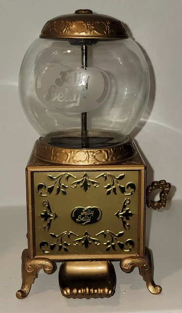Rare 2007 Jelly Belly Candy Gumball Glass Globe Gold Turn Dispenser