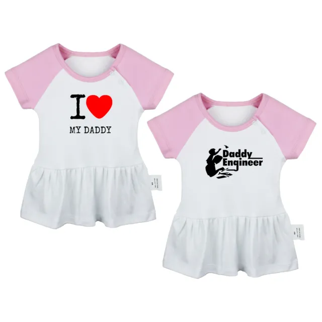 Confezione da 2 abiti da principessa neonata neonata bambina I Love papà & papà ingegnere
