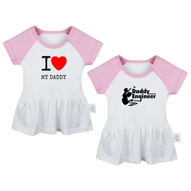 Confezione da 2 abiti da principessa neonata neonata bambina I Love papà & papà ingegnere