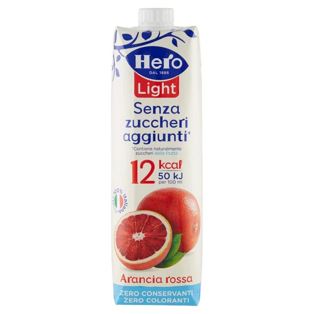 Succo di pompelmo Hero Light Arancia Rossa senza zuccheri aggiunti 6x1 L NUOVO MHD 12/23