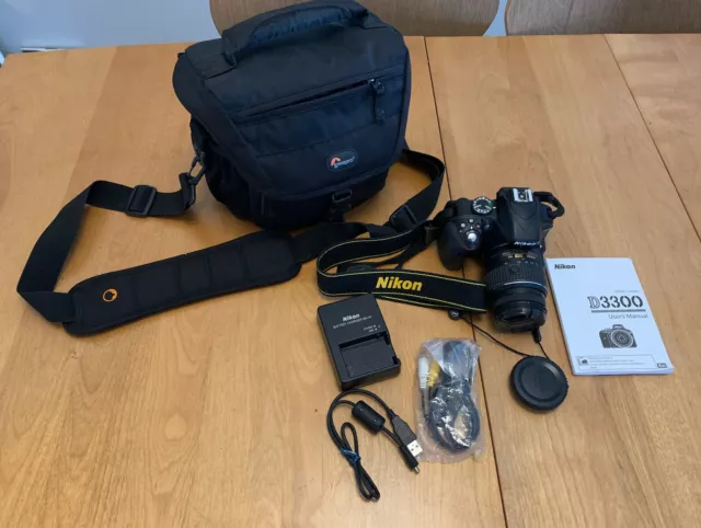 Nikon D3300 24.2MP Digital SLR DSLR Black Camera With 18-55mm Lens Kit -