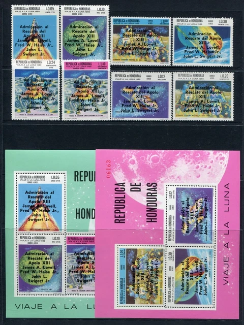 HONDURAS 1970 Raumfahrt Space Apollo Weltraum 757-764 + Block 17-18 MNH