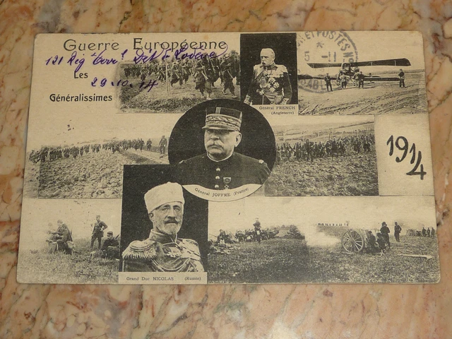 CPA Military European War Granc Duke of Russia Nicolas General French Joffre