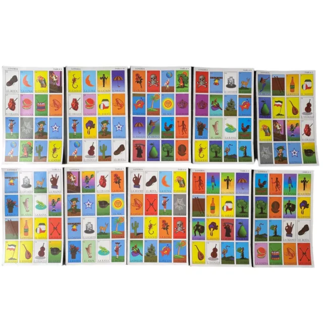 MEXICAN LOTERIA GAME 10 Cards Total / Bingo Juego De Lotería Mexicana
