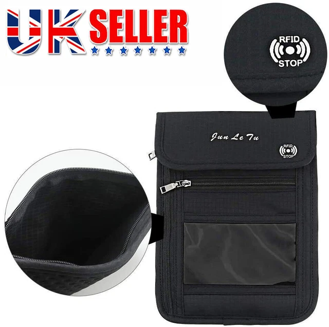 RFID Blocking Travel Body Wallet Passport Holder Neck Shoulder Document Bag UK