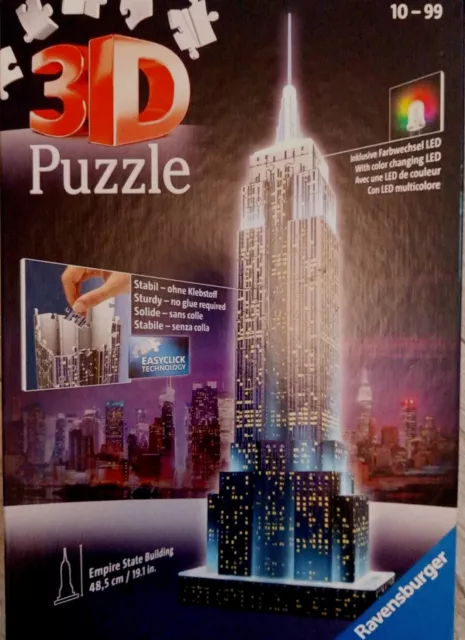 Ravensburger Empire State Building 3D Jigsaw Puzzle Night Edition LED Lights up