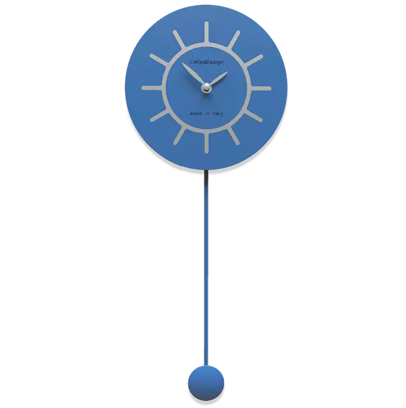 Filippo orologio a pendolo moderno blu luce e grigio in legno
