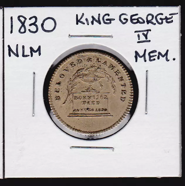 1830 NLM King George IV Memorial/Death Medal