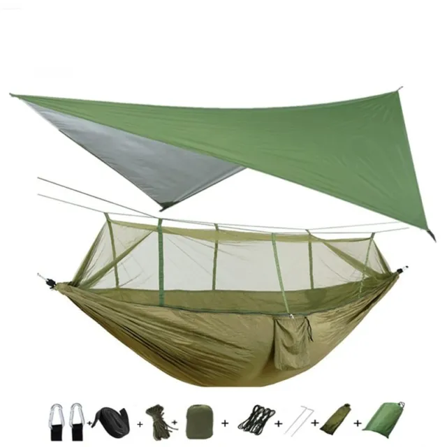 Portable Camping Hammock With Mosquito Net and Rain Fly Tarp Canopy For Hiking