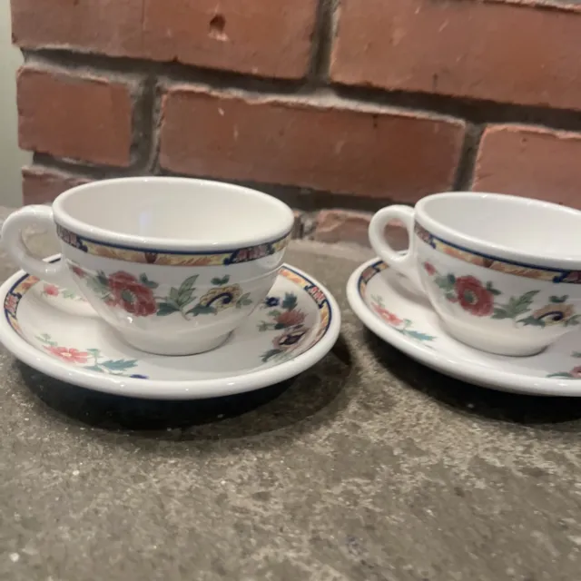 2 Rare Vintage Syracuse U.S.A. China Floral Tea Cup And Saucer