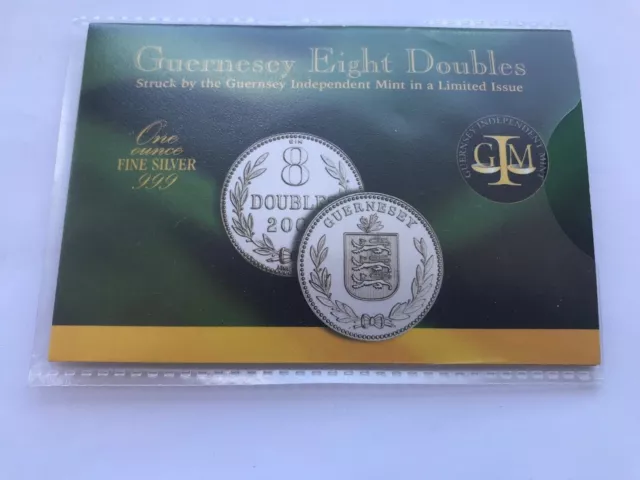2002 Guernsey Fine Silver 1oz Eight 8 Doubles Coin Pack