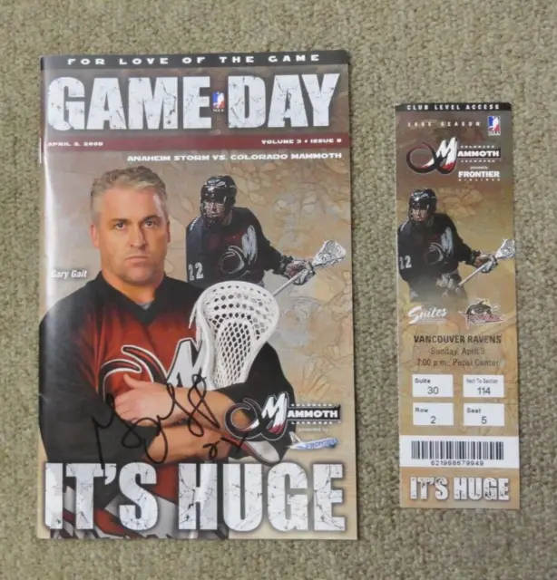 GARY GAIT Signed Colorado Mammoth Lacrosse Mag GAME DAY 04/02/2005 VOL 3 ISSUE 8