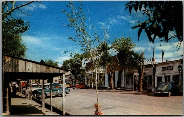 1950s Virginia City, Montana Postcard WALLACE STREET Downtown Scene / Unused
