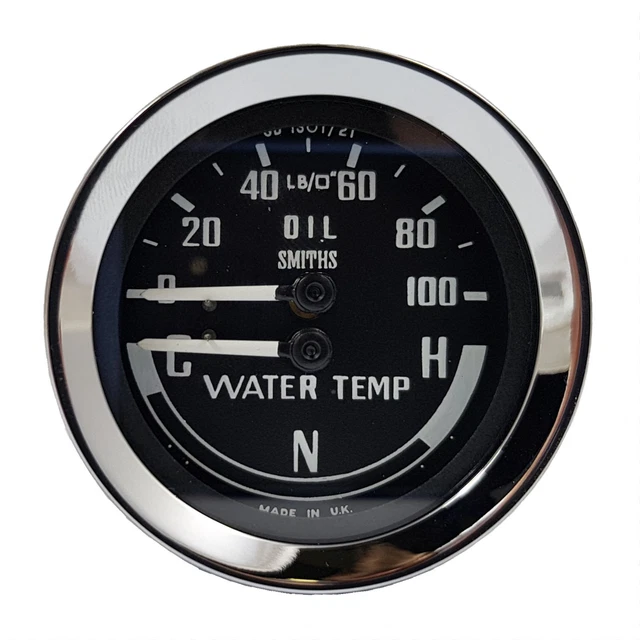 SMITHS CLASSIC OIL & Water Gauge (MGB, Midget & Austin Healey Sprite