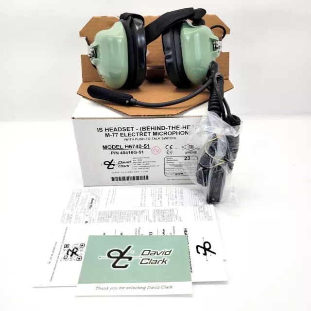 NEW David Clark H6740-51 FM IS Rated Headset Behind-The-Head XPR6550 XPR7550