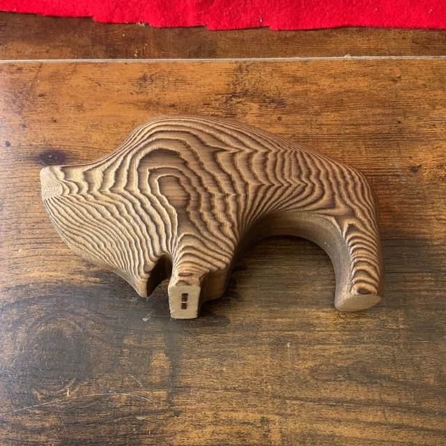 Crowe Canada Carved Buffalo Bison Wooden Figure