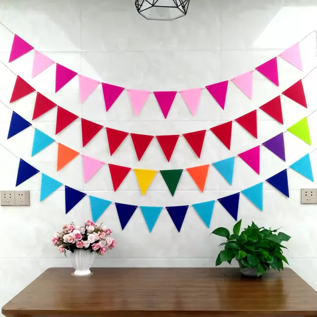 12 Flags Bunting Pennant Banner Outdoor Party Birthday Decoration Multi Colours