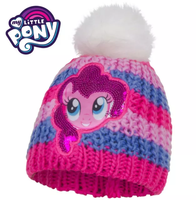 Kids Childrens Girls MY LITTLE PONY MLP Knitted Warm Thick Winter Bobble Hat NEW