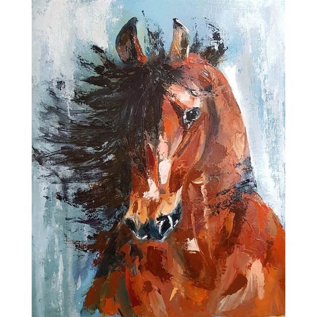 Fine Horse Oil Paint By Numbers Kits DIY Canvas Wall Picture Craft Home Decor FS
