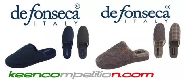 De Fonseca Pantofole Da Uomo Ciabatte Tessuto Invernale Blu Beige Grigio