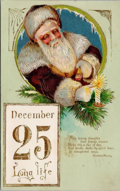 Postal Santa Claus Navidad 25 de diciembre larga vida c1907 Misch & Co. E55