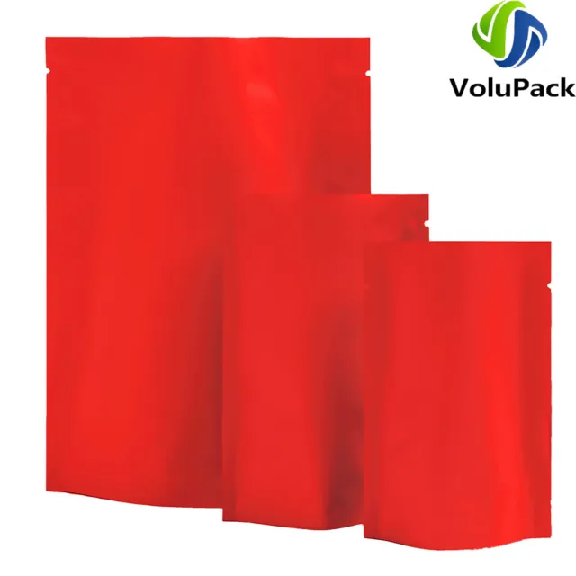 Heat Seal Packaging Bags Matte Red Stand Up Tear Notch Pouches Aluminum Foil New