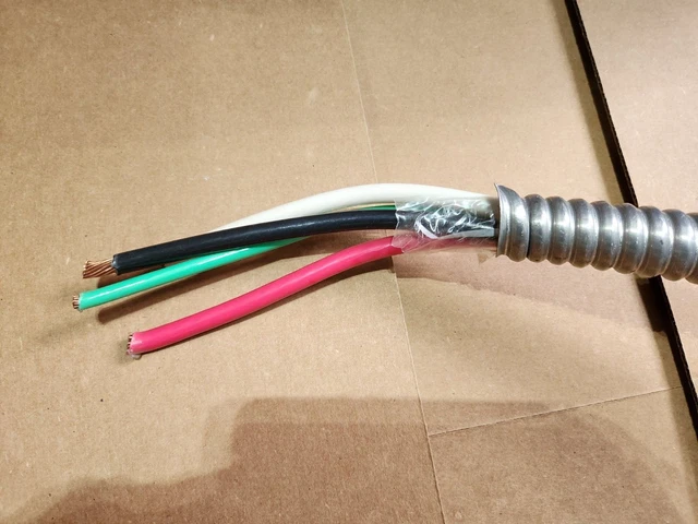30' 2/3 Stranded Copper MC Cable Wire W/ Ground Aluminum Metallic Armored BX