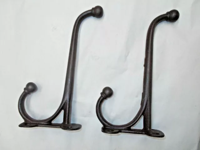 Vintage Lot of 2 Cast Iron Heavy Duty Hat or Coat Hooks, or Barn / Tack Room 2