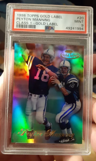 1998 Rc Topps Gold Label Class 1 Peyton Manning Rookie #20 Psa 9 MINT