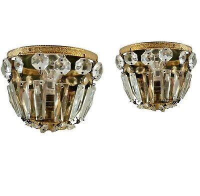 Mid Century  Pair of Crystal Glass Wall Sconces  Bakalowits und Söhne style