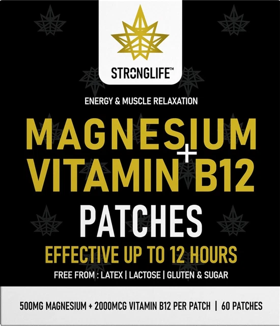 MAGNESIUM 500MG & Vitamin B12 2000mcg 60 Transdermal Patches Energy