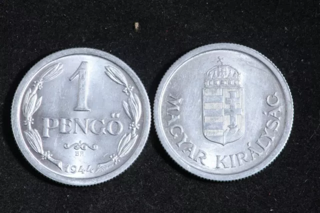 UNC AUNC Hungary Hungarian Kingdom Regency Coin 1944 1 One Pengo WW2 Pengő