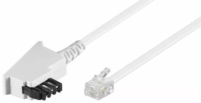 FAX Telefon Kabel weiß TAE F Stecker   RJ11 Stecker 2 polig Belegung alle Längen