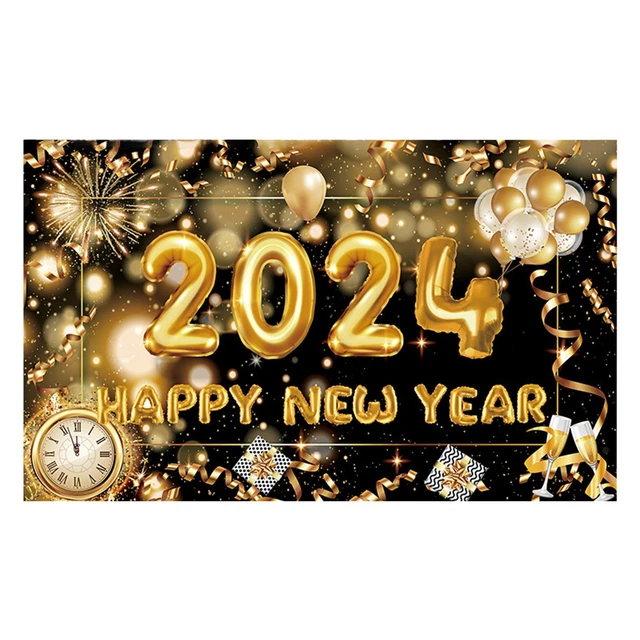 HAPPY NEW YEAR Decorations 2024 Fireworks Balloons 2024 Cheers to New