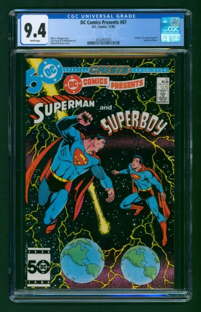 DC Comics Presents #87 (1985) CGC 9.4 White! Origin and 1st app Superboy Prime!!
