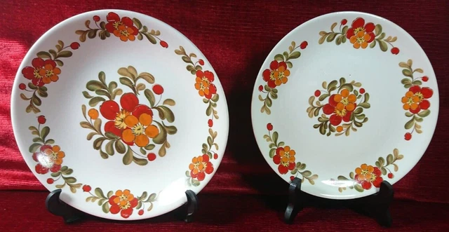 2 Anciennes assiettes Moulin des Loups ORCHIES Nord France Vintage Décor Fleurs