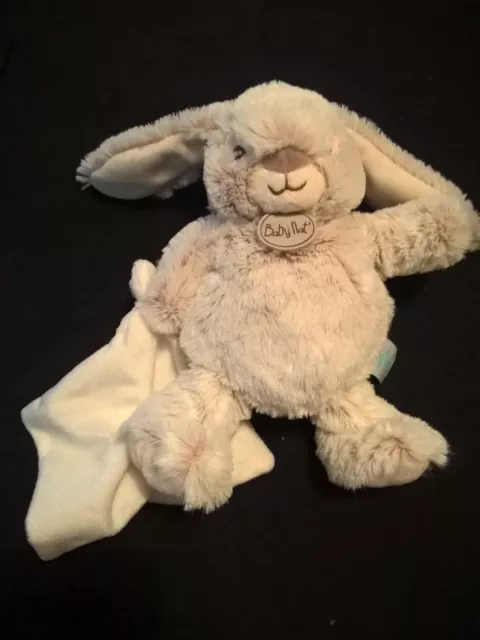 Peluche doudou lapin marron  mouchoir Malow  BN0222 etat neuf blanc gris chine