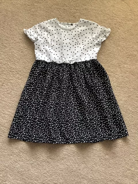 George Girls Summer Dress with Polka Dot Pattern in Black - Aged 5-6yrs