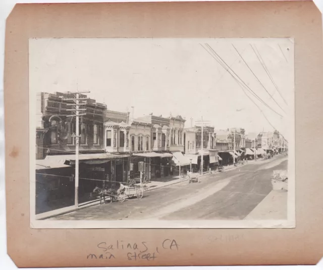 Two large 1910 Photos Salinas Calif Street Scene & Stagecoach at Sutter's Fort