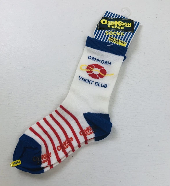 NOS Vtg 1987 Oshkosh B'gosh Kid Shoe Sz 7-11 Yacht Club Nautical Socks Nonskid