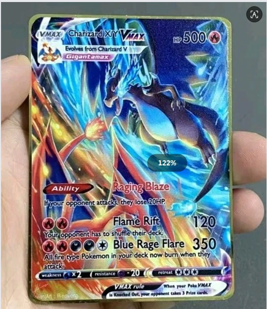 POKEMON FULL ART Charizard X/Y VMAX Gold Metal Fan Art Card Collectible  500HP 5.99 - PicClick UK