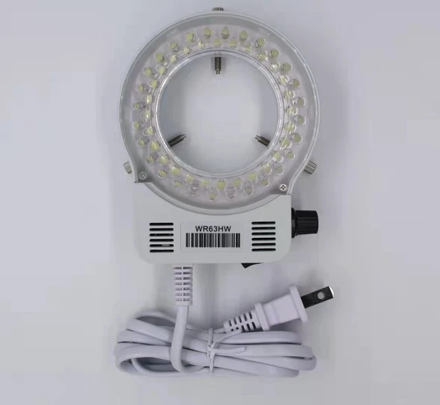 NEW LED Adjustable Microscope Ring Light illuminator Lamp 100-240V AC,64mm hole