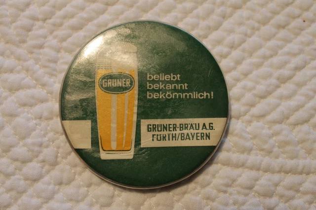 Taschenspiegel / Pocket Mirror Celluliod Reklame Grüner Bräu