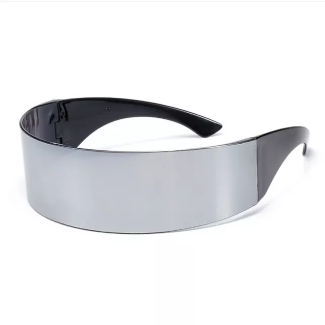 Futuristic Sunglasses Mirrored Narrow Lens Wrap Visor Robot Costume Flat Glasses